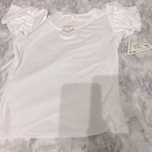 Ruffle short heart sleeve shirt